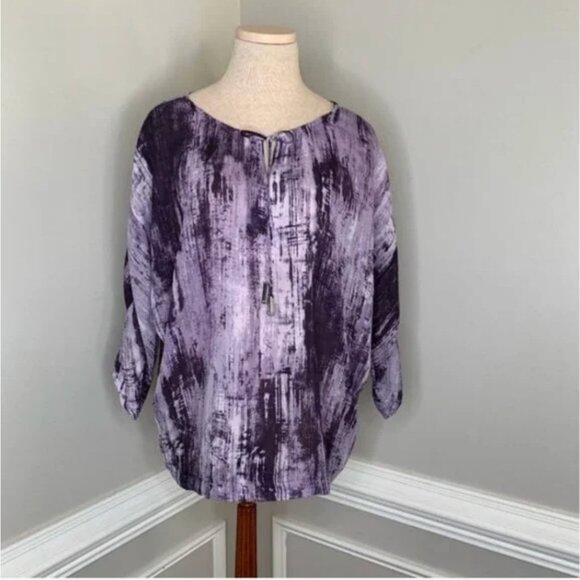 MICHAEL Michael Kors Women's Boho V-Neck Abstract Print Blouse Size Large - Picture 2 of 14